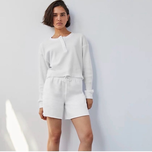 TNA Tops - TNA Alano Henley White Ribbed Long Sleeves